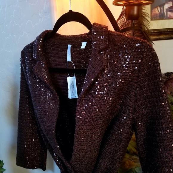 Stunning Mahogany Brown & Swarovski Sweater NWT - Picture 6 of 6